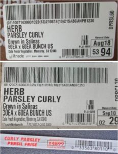 Dole Parsley E. coli Recall