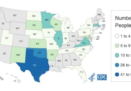 Salmonella Oranineburg outbreak 9:23:21 CDC map