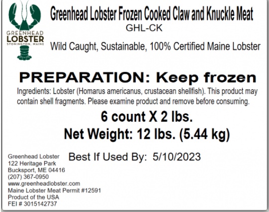 Greenhead lobster Listeria recall