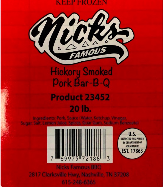Nicks barbq pork Listeria recall