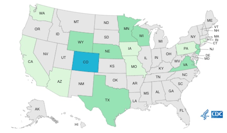 Seafood Salmonella outbreak CDC final map