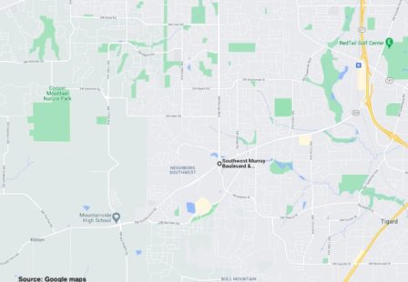 Google Maps image of Murrayhill area Beaverton, OR