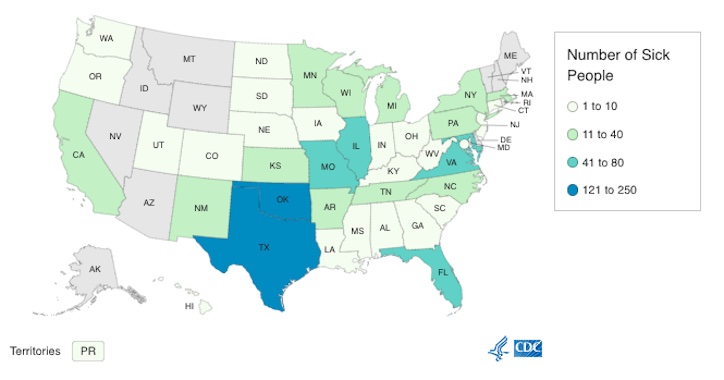 Onion Salmonella Outbreak final map