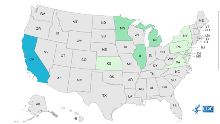 Salami stick Salmonella outbreak CDC final map