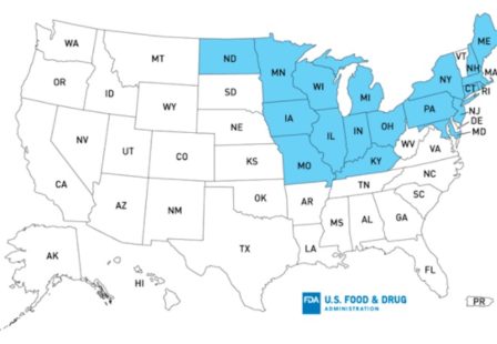 Fresh Express Salad Listeria Outbreak Distribution Map