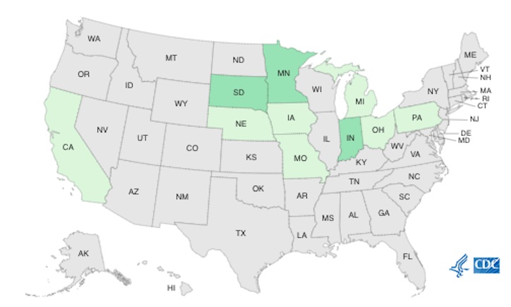 Josie's baby spinach E. coli Outbreak final map