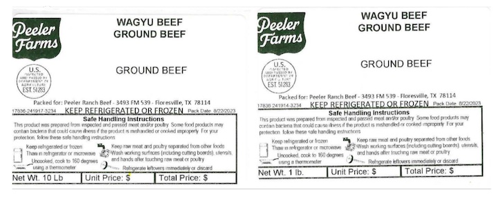 Peeler Farms Wagyu Ground Beef E. coli Recall