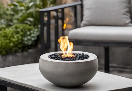 Image of a tabletop alcohol burner fireplace generated by artificial intelligence