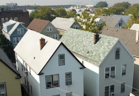 Residential homes in a neighborhood similar to the area of a Newark, New Jersey house explosion