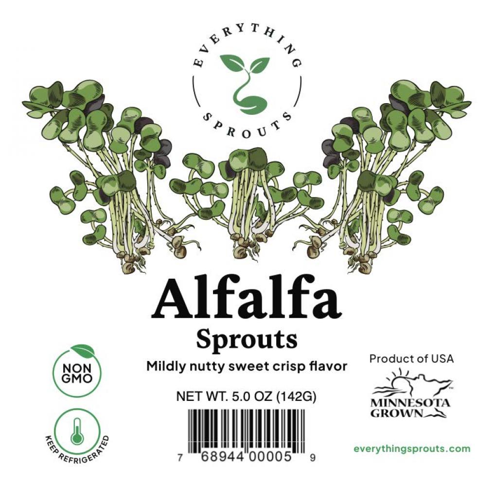 Everything Sprouts alfalfa sprouts product label shown in FDA recall announcement